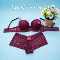 Ensemble soutien-gorge et culotte femme CG173, 2 pièces/ensemble, grande taille, dentelle unie, lingerie féminine, couleurs assorties, vente en gros, 1,68 dollars.