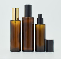 Bouchon noir Anti-UV flacon en verre ambré parfum huile essentielle bouchon en aluminium vaporisateur bouteille ronde longue et fine avec pompe à Lotion