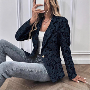 Veste Courte Décontractée <span class=keywords><strong>Femme</strong></span> Tendance – Style Rétro Jacquard Coupe Slim - Product Image 1