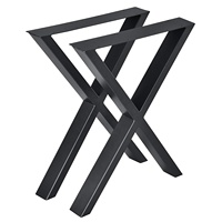 Pieds de Table Industriels Robustes en Forme de X, Piétement en Fonte d'Acier, Base de Meuble Métallique pour Banc et Table Basse