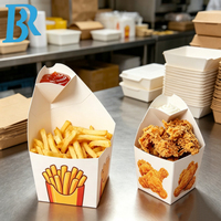 Boîte à snacks personnalisée avec logo, emballage pour snacks, boîte à poulet frit, pochette en papier pour chips, boîte à frites à emporter avec support pour ketchup et sauce.