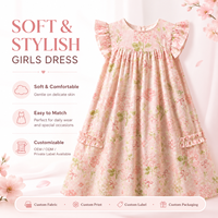 Robe florale pour filles, manches à volants, brodée, tenue de fête pour tout-petits, anniversaire, boutique, tenue personnalisée, OEM, marque privée