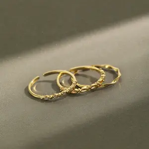 סיטונאי פשוט 925 סטרלינג כסף שלוש חתיכות טבעת סט טבעות תכשיטי נשים