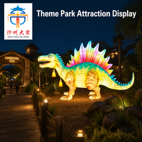Lanterne géante de dinosaure en soie animatronique pour l'extérieur, sculpture lumineuse réaliste de T-Rex à LED pour parc à thème et festival