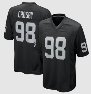 Vente en gros de maillots de football américain brodés # 2 Jeanty # 89 Bowers # 98 Crosby # Maillot de football américain pour <span class=keywords><strong>homme</strong></span>, taille 75, Las Vegas - Product Image 2