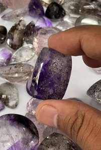 Piedra Preciosa de Amatista Natural Super Siete, Cacoxenita de Gran Tamaño, Corte Mixto Facetado Ovalado, Baguette, Cojín y Corazón para Fabricación de Joyas - Product Image 3