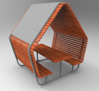 Meuble de rue d'extérieur avec cadre en acier, table de parc en bois massif avec plateaux supplémentaires, abri pour gazébo, livraison gratuite