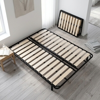 Cadre de lit en métal rembourré avec éclairage LED intelligent, support pliable, taille Queen/King, rangement relevable, technologie moderne pour l'intérieur de la chambre