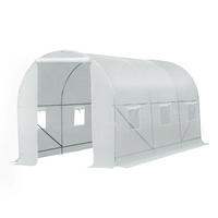Serre tunnel commerciale 24m² (8x3x2m) à structure métallique, en polyéthylène résistant aux UV, pour culture de plantes, avec poteaux de toit, facilement assemblable