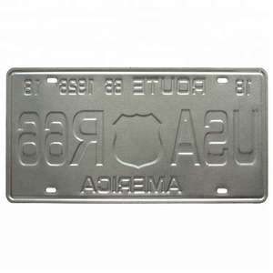 Alta calidad buen precio estilo americano Logo <span class=keywords><strong>Route</strong></span> <span class=keywords><strong>66</strong></span> reflectante Vintage personalizado coche en relieve matrícula - Product Image 4