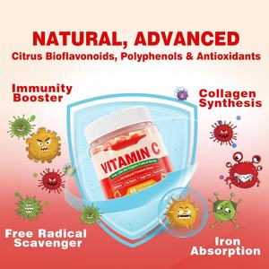 OEM Vitamin C Gummies Vegan Center diisi dengan 1200mg Frozen-kering buah & beri campuran seluruh makanan suplemen kolagen - Product Image 3