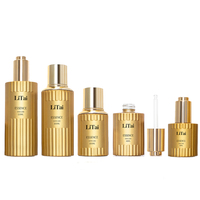 Flacon en verre à fond épais pour soins de la peau, doré, pour toner, essence, sérum, lotion, crème, avec pompe pulvérisatrice