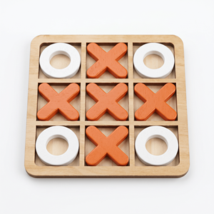 Jeu de <span class=keywords><strong>Tic</strong></span> <span class=keywords><strong>Tac</strong></span> Toe en bois avec logo personnalisé, vente en gros, OEM, ODM, jeu éducatif Montessori, jeu des croix et des points - Product Image 1