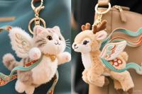 Porte-clés fantaisie en peluche super douce en coton PP brodé, motif cerf neuf couleurs, 12 cm, accessoires pour sac à dos, vente en gros
