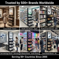 Présentoir de Comptoir Métallique à 4 Niveaux Personnalisé pour Cosmétiques, Présentoir de Vente au Détail pour Soins de la Peau, en Carton Robuste avec LED