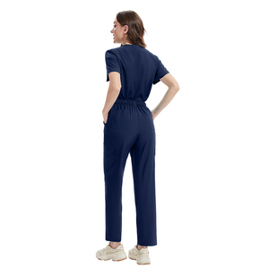 Tenues d'infirmière respirantes unisexes violet raisin, de haute qualité, anti-plis, série couleurs foncées, vente en gros - Product Image 4