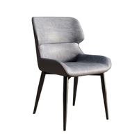 Chaises de salle à manger modernes minimalistes OEM avec assise en cuir rembourrée, pieds en fer, mobilier écologique pour la maison
