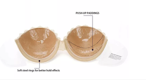 工場直販女性用ストラップレスオープンバックブラ粘着性再利用可能ギャザリングブラ見えないプッシュアップシリコンブラ - Product Image 5