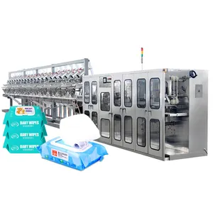 Automatic Canister Four Side Sealing Spunlace Nonwoven Fabric Production Line Baby Soft Pack Wet Wipes Manufacturing Machines