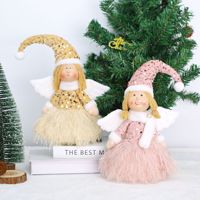 Poupée en peluche de Noël en gros, adorable fille avec jupe tutu, poupée ange elfe faite à la main pour décoration de fenêtre et de maison, ornement festif