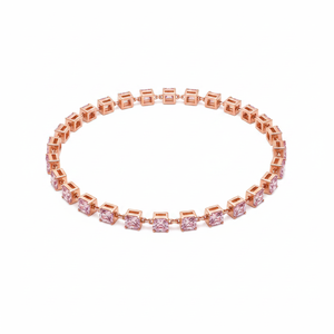 Pink Zircon Stone Square Design <b>Charm</b> Bracelet Wholesale Turkish 925 Sterling Silver Jewelry - Product Image 2