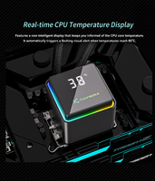 Gamer-X New Arrival 120mm AIO Liquid Cooler CPU Real-Time Temp Display Water Cooling PC Case Fan 3Pin Fluid Bearing ARGB LED
