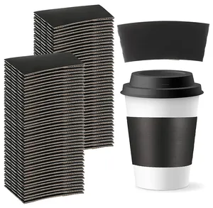 맞춤형 블랙 커피 슬리브 일회용 컵 슬리브 골판지 크래프트 종이 커피 컵 슬리브 컵 골판지 보호 냉온