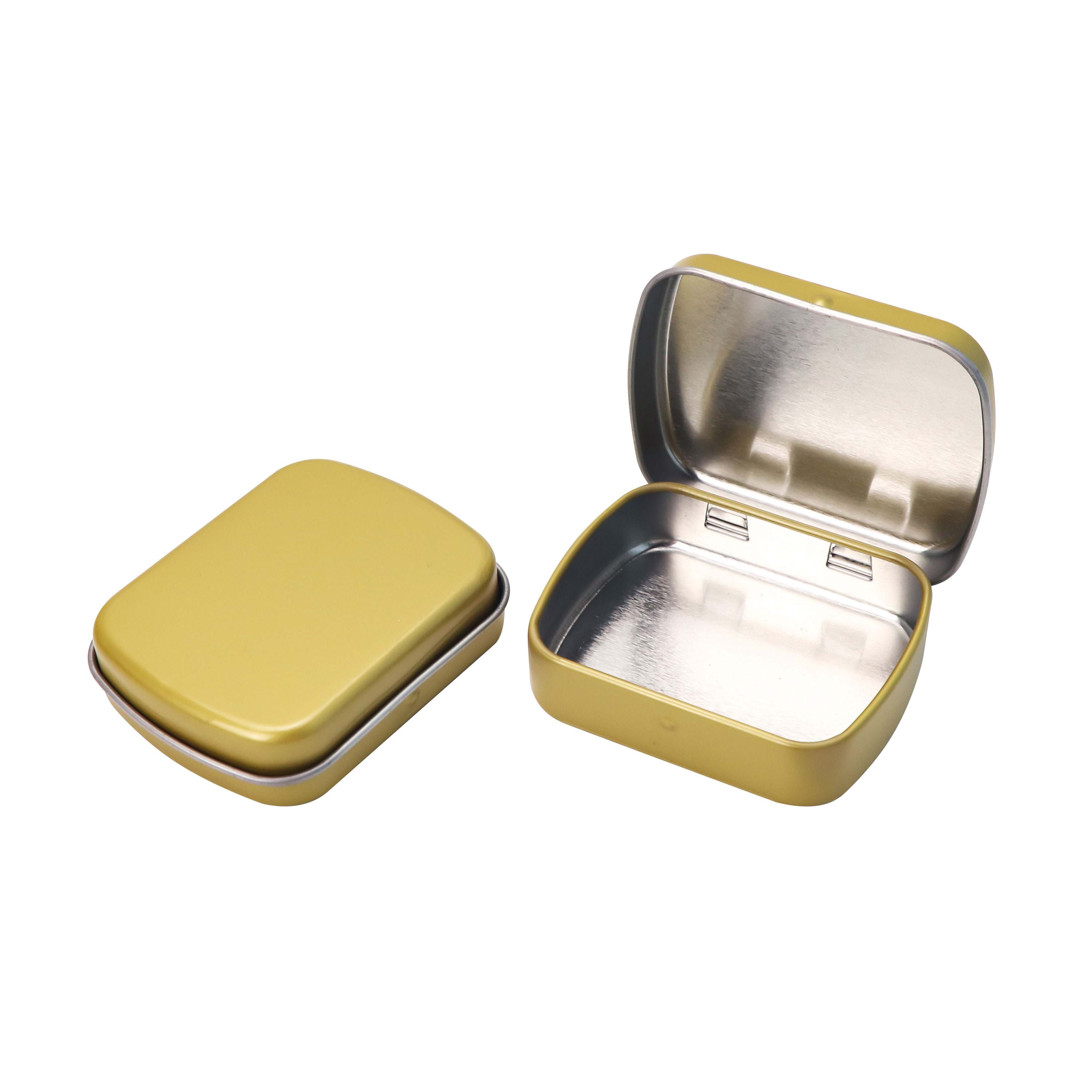 Custom Logo Small Rectangular Mint Tin Box With Hinged Lid With Hinges Chewing Gum Candy Packaging Metal Cans
