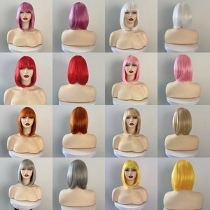 Venta al por mayor de pelucas sintéticas de <span class=keywords><strong>fibra</strong></span> Futura con hebilla interna, personalizadas, de cabello liso simulado, proveedor líder, envío directo. - Product Image 3