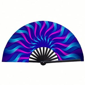 Party Use Bamboo Hand <b>Fans</b> Big Clack Kungfu <b>Fans</b> <b>Large</b> 33cm Customized Logo Pride <b>Large</b> Rave Rainbow <b>Fans</b> - Product Image 3