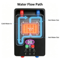 Chauffe-eau électrique instantané en acier inoxydable avec élément chauffant, commandes tactiles, écran LED, IPX4, en plastique, pour voiture, extérieur, garage
