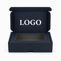Boîte d'expédition en carton ondulé kraft avec fenêtre en PVC, logo personnalisé, vente en gros, boîte d'expédition écologique, boîte cadeau pliable