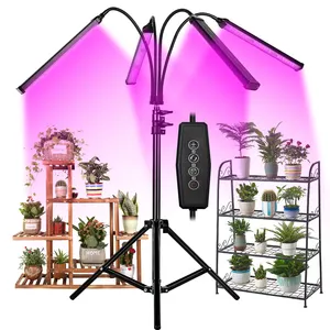 Grow Light for Indoor Full Spectrum Led Grow Light with Stand Tripod Stand Adjustable Four-Heads Floor Grow Lamp 120w