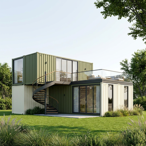 Casa Prefabricada de Lujo de 2 Pisos con Diseño Moderno, Terraza en el Techo, Escalera en Espiral, Oficina Portátil Transpirable - Product Image 1