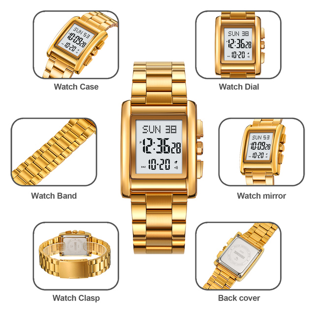 Top Brand Luxury Stainless SteeL Watches Fashion Business Watch for Man Digital Wristwatch Waterproof Clock