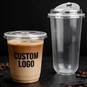 Gobelets jetables transparents en PP en forme de U avec logo personnalisé, à paroi simple, diamètre 90 mm, pour thé au lait Boba, boissons froides, café, 16 oz, 24 oz - Product Image 6