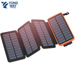 Hiluckey Fast Charging 20000 mAh Foldable Outdoor Portable Solar Charger 20000mAh Powerbank Solar Power Bank With Led Lights