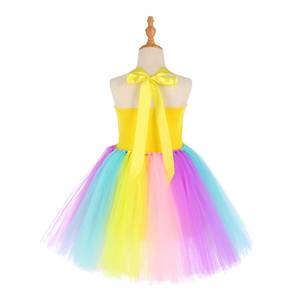 Robe de princesse en tulle à paillettes dorées MS Hot Sale, jupes tutu arc-en-ciel licorne pour enfants, robes de fête d'Halloween pour filles - Product Image 6