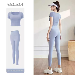 Conjunto Deportivo de 2 Piezas, Transpirable, Talla Grande, para Gimnasio, Running, Yoga, Bra Deportivo, Top Corto, Shorts de Cintura Alta - Product Image 4