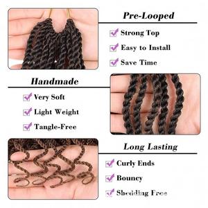 Cabello de Fibra Química Africana para Crochet, 12 Pulgadas, <span class=keywords><strong>Dos</strong></span> <span class=keywords><strong>Colas</strong></span> Trenzadas, Flor Senegalés, Resistente a Altas Temperaturas, Doble Trama - Product Image 5