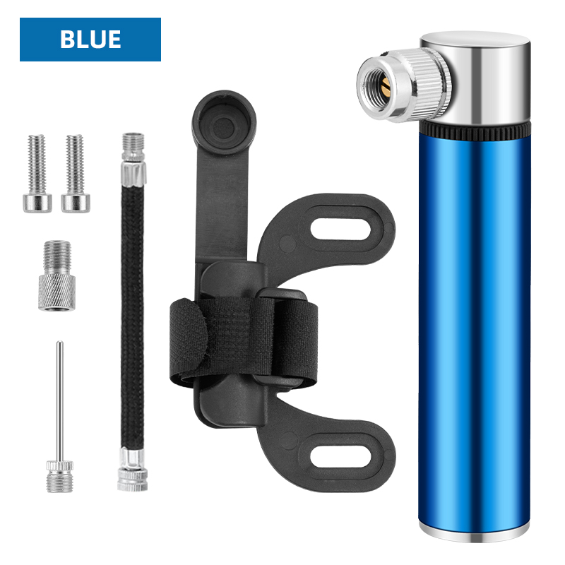Blue Bike Pump w/ Presta/Schrader Adapter Kit