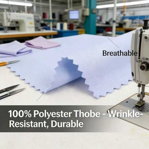 Tissu de Thobe musulman respirant et confortable 100% polyester doux pour les musulmans modernes - Product Image 2