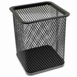 Office Desktop Wire Metal Mesh Black <b>square</b> Cup <b>Bin</b> Desk Pen Pencil Holder Organizer Office Desk Pencil Holder - Product Image 1
