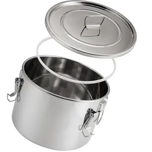 Restaurant & Bar 3/5/10/15 Gallon Food Storage Stainless Steel Seal Lid Bucket Pot Large Silicone Sealed Stock Pot