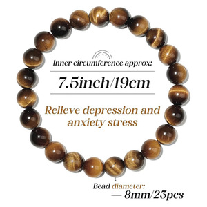 Bracelet en pierre naturelle unisexe personnalisé HLC, <span class=keywords><strong>de</strong></span> haute qualité, 8 mm, œil <span class=keywords><strong>de</strong></span> <span class=keywords><strong>tigre</strong></span>, bracelet réglable, perles <span class=keywords><strong>de</strong></span> pierres précieuses naturelles - Product Image 3