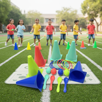 Ensemble de jeu de lancer d'anneaux 24 pièces, anneaux colorés, cônes en plastique, kit de course aux œufs et cuillères, multi-âges, certifié sûr pour l'extérieur