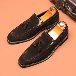 Chaussures habillées grande taille 37-48, personnalisables avec logo, mocassins décontractés pour hommes en cuir véritable suède de vache - Product Image 4