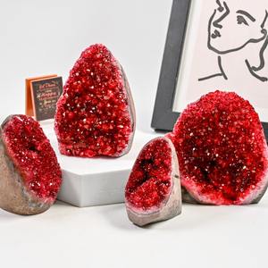 Cristales de Cuarzo Rojo Vino de 200-300g, Color Rojo Intenso, Piedra Natural, Cristal 3D, Adorno de Cristal con Geoda Roja Vino - Product Image 3