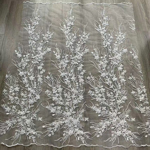 Chất lượng cao thêu thiết kế 8 màu sắc <span class=keywords><strong>3D</strong></span> hoa vải tuyn ren vải cho Wedding party Dress - Product Image 3