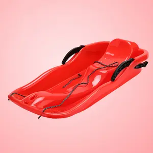 HDPE Plastic Snow Sledge With Pulling Rope And Stop Brake Design Toboggan Snow Sled